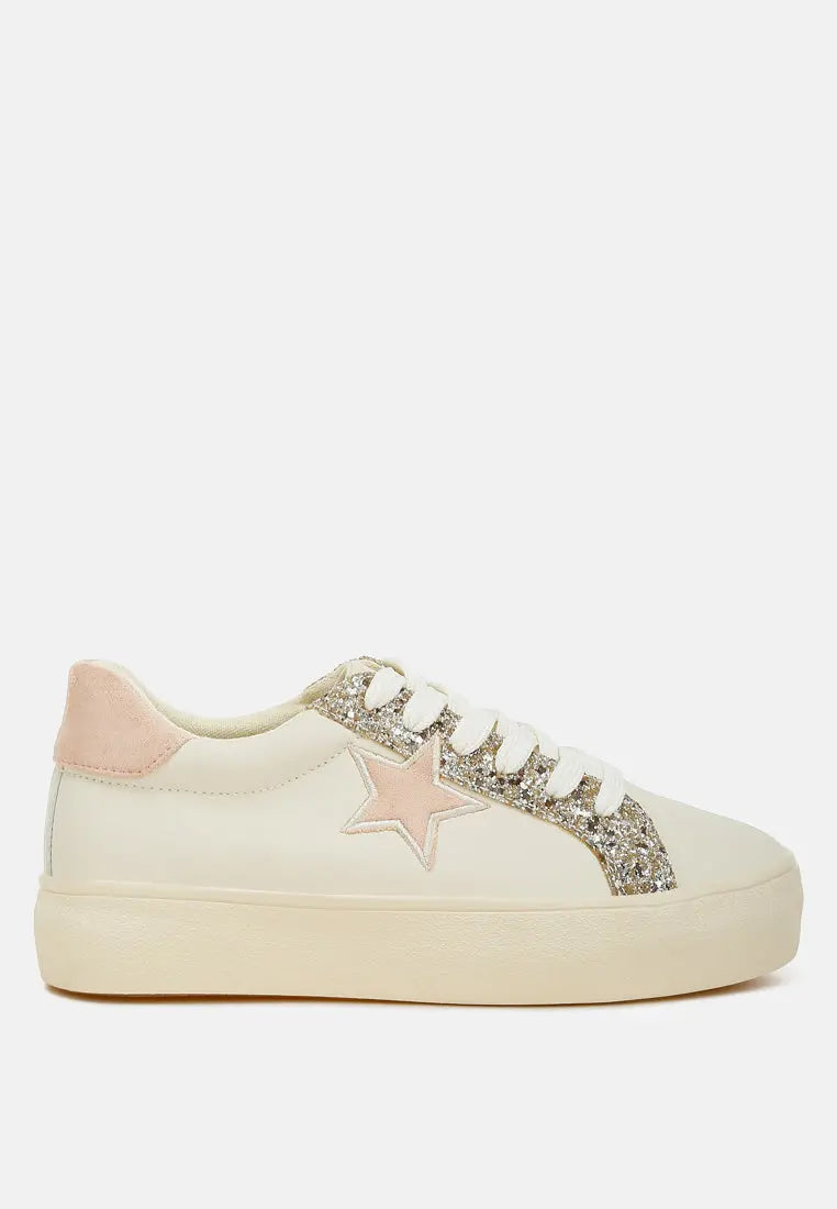 Glam Sneakers met Glitter & Metallic Ster – Chunky Flatform London Rag