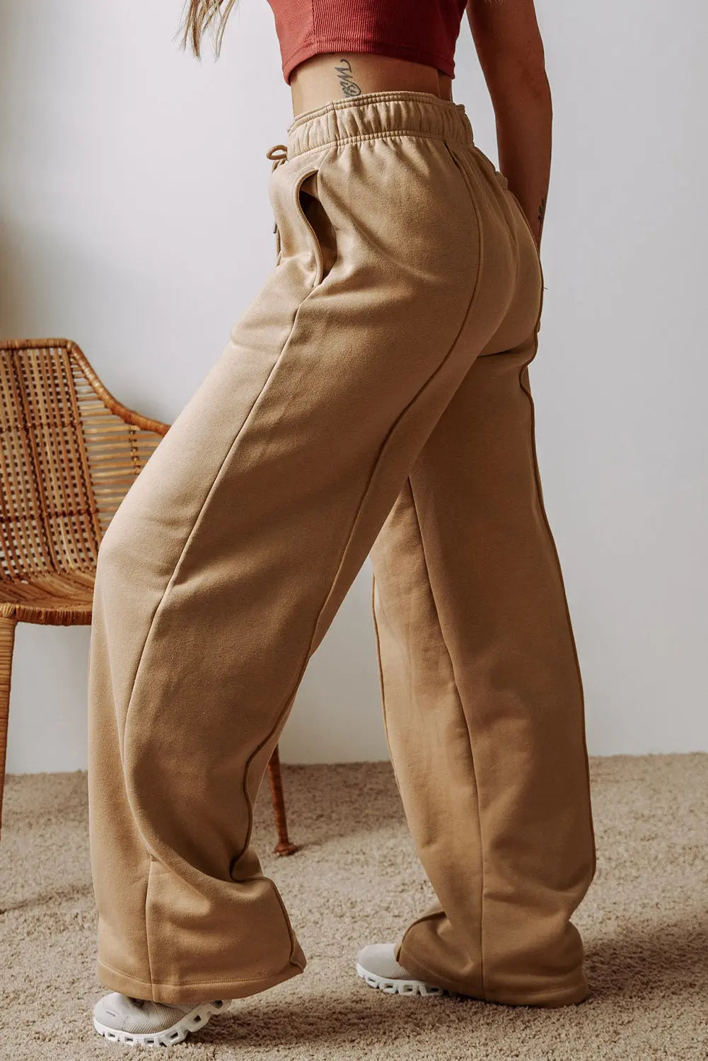 Felicity Waistband Wide Leg Pants Threaded Pear