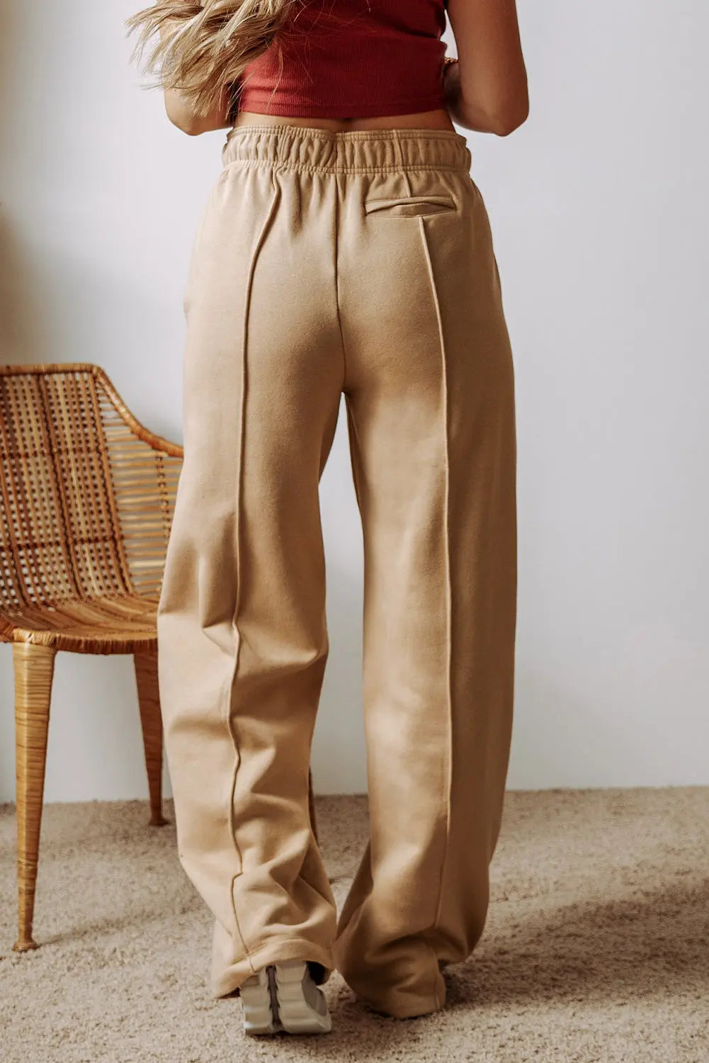 Felicity Waistband Wide Leg Pants Threaded Pear
