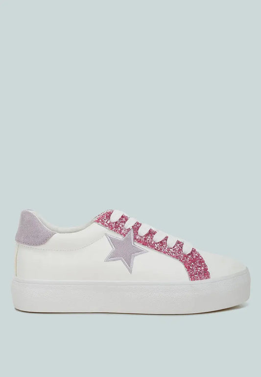 Glam Sneakers met Glitter & Metallic Ster – Chunky Flatform London Rag