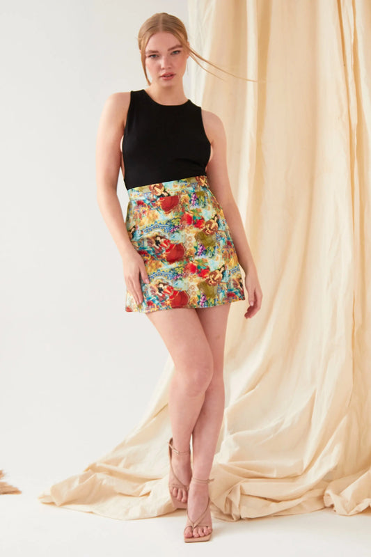 Ahura Mini Rok met Perzische Print – A-lijn Silhouet Sarvin