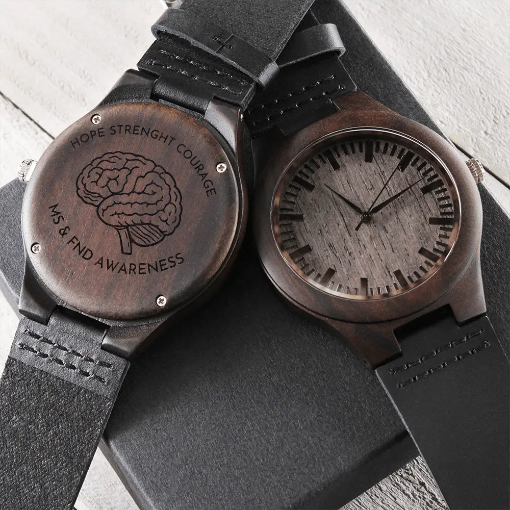 Gegraveerd Houten Horloge met FND & MS Awareness Print  Persoonlijk Cadeau voor Hem ShineOn Fulfillment