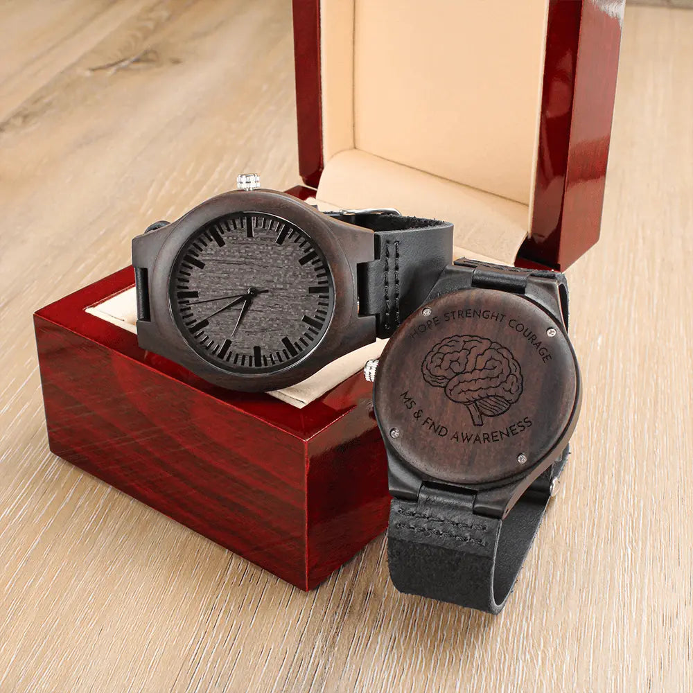 Gegraveerd Houten Horloge met FND & MS Awareness Print  Persoonlijk Cadeau voor Hem ShineOn Fulfillment